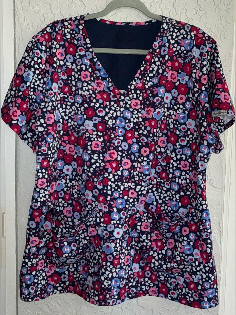 Ava Therese Women's Floral V-Neck Scrub Top